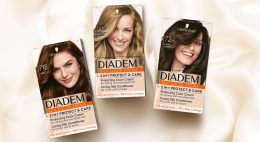 Schwarzkopf Diadem packaging design top view mood with three shades